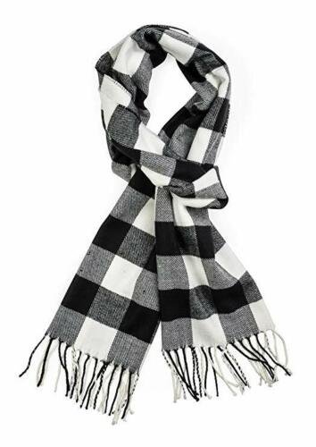 Buffalo Black/White Classic Luxurious Soft Cashmere Feel Unisex Winter Scarf in Checks and Plaid