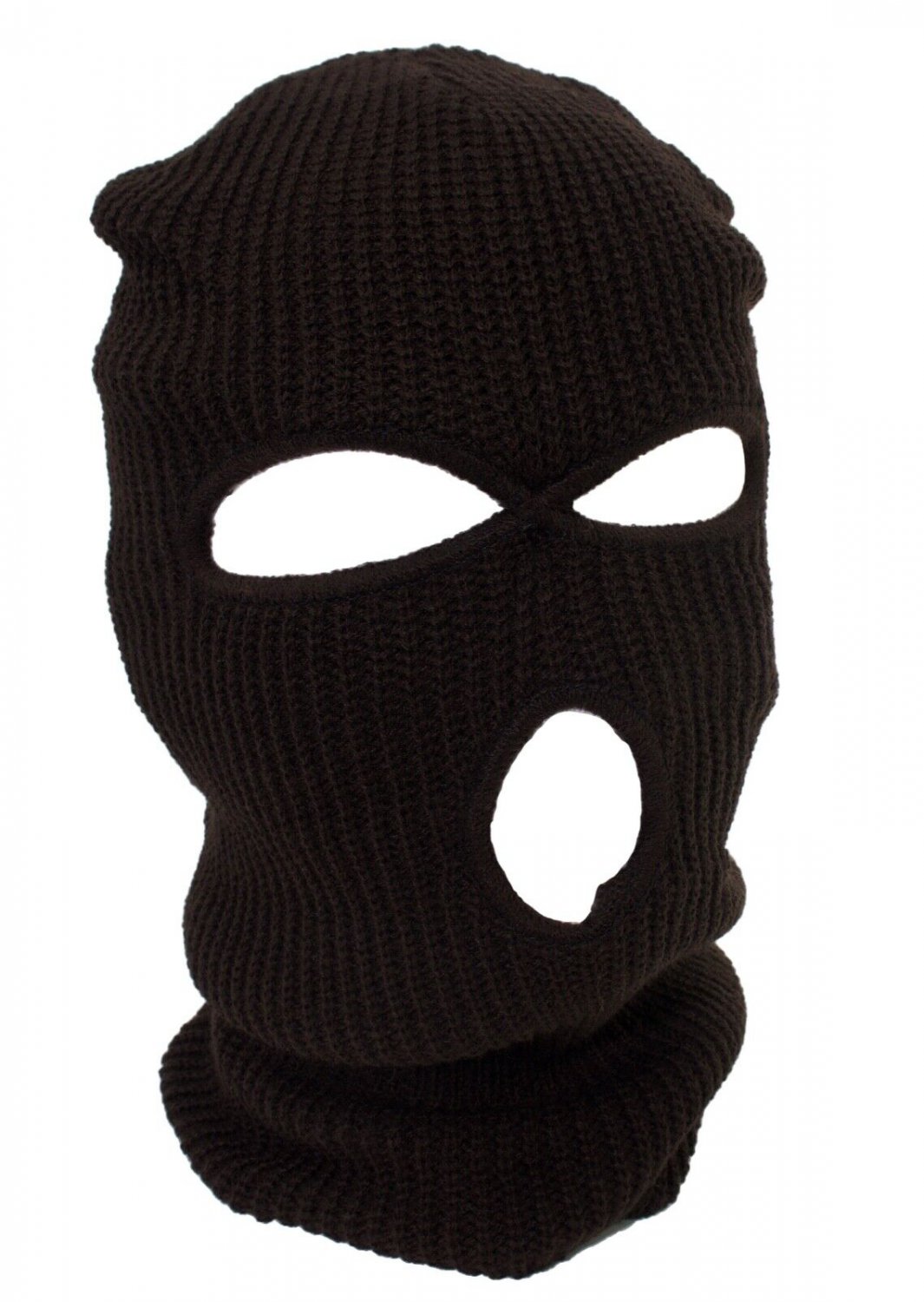 Brown - Balaclava 3 Hole Full Face Ski Mask Winter Cap Hood Beanie Warm Tactical New