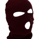 Burgundy - Balaclava 3 Hole Full Face Ski Mask Winter Cap Hood Beanie Warm Tactical New