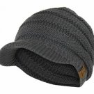 Dark Melange Gray Beanie Visor Womens Knit Slouchy Oversized Thick Slouch Color Cap Hat