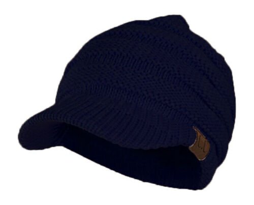 Navy Beanie Visor Womens Knit Slouchy Oversized Thick Slouch Color Cap Hat