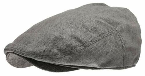 Dark Grey S/M Newsboy Linen Gatsby Cap Mens Ivy Hat Golf Cabbie Driving Summer Sun Flat