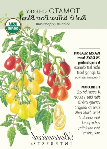 Tomato Pear Organic Red Yellow Blend Botanical Interests Plant 30 Seeds Fresh Garden