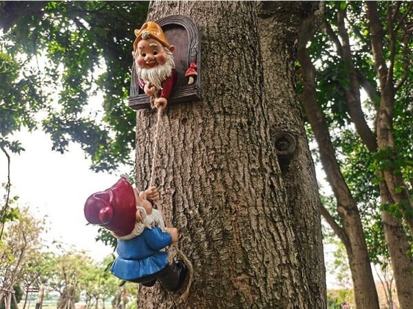 Fresh Climbing Gnomes Tree Decor - Cute Gnome Statue Art Resin Dwarf Sculpture Garden