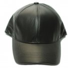 Black Genuine Leather Adjustable Solid USA Baseball Cap Hat