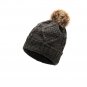 Multi Charcoal Women's Winter Fleece Fuzzy Lined Cable Knitted Pom Pom Cold Beanie