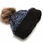 Multi Blue Women's Winter Fleece Fuzzy Lined Cable Knitted Pom Pom Cold Beanie