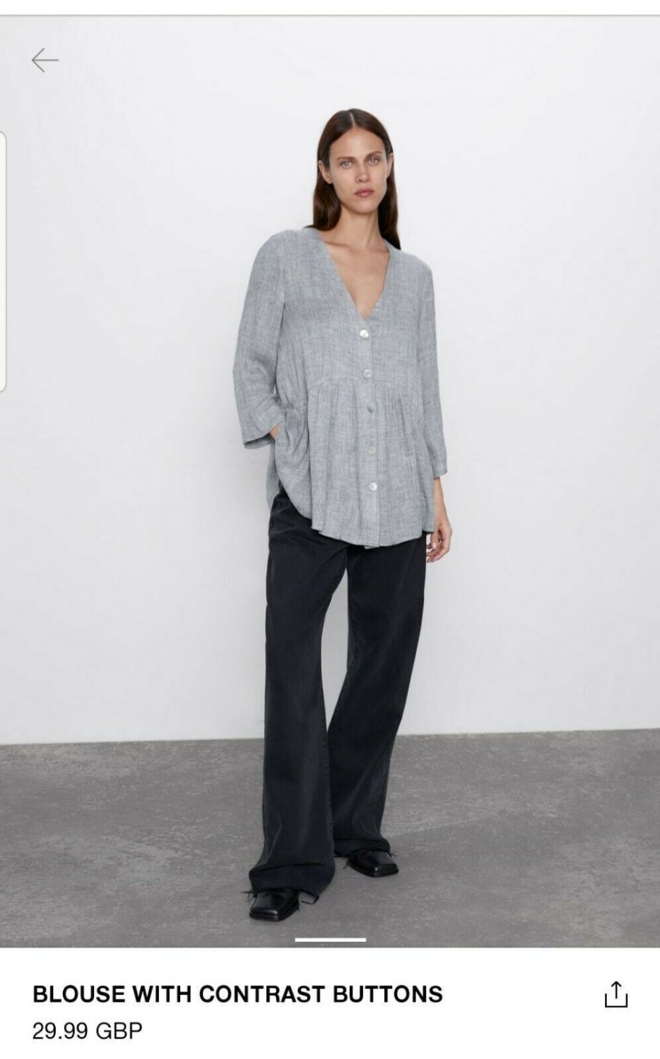 Blouse With Contrast Buttons Zara Brand new Size Large  Grey Colour