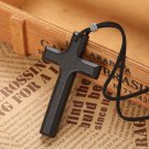 Cross Crucifix Wood Pendant Necklaces for Men Woman Black Brown Sweater Chain