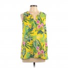 Dalia Yellow Sleeveless Top Tropical Floral Print NWOT Size M