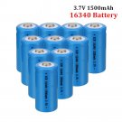 4Pcs 16340 3.7V 1500mAh Lithium Rechargeable Li-ion Cell Battery