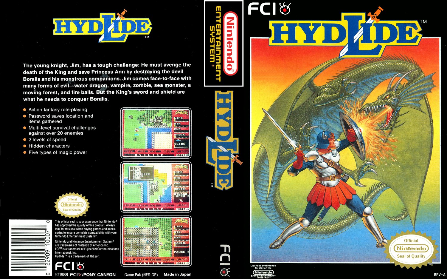 Hydlide NES Game Only