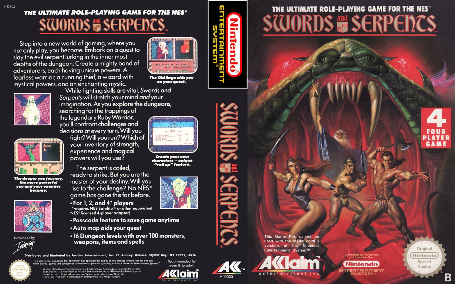 Swords And Serpents NES game only