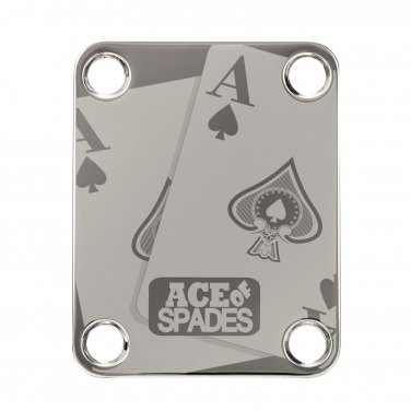 Engraved Guitar Joint/Heel Neck Plate, Nickel (Standard 4 Bolt) One Pair Ace Of Spades (N2122)