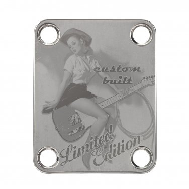 Engraved Guitar Joint/Heel Neck Plate, Nickel (Standard 4 Bolt) Relic Custom Built Pinup (N2118)