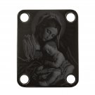 Engraved Guitar Joint/Heel Neck Plate, Black (Standard 4 Bolt) Virgin Mary w/Child Jesus (B2080)