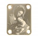 Engraved Guitar Joint/Heel Neck Plate, Gold (Standard 4 Bolt) Virgin Mary w/Child Jesus (G2080)