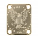 Engraved Guitar Joint/Heel Neck Plate, Gold (Standard 4 Bolt) USA Eagle W/ serial 001 (G2059)