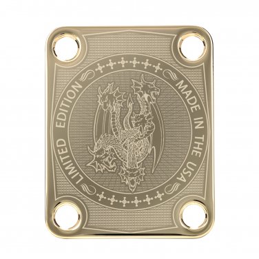 Engraved Guitar Joint/Heel Neck Plate, Gold (Standard 4 Bolt) Dragon Hydra USA LTD ED (G2058)