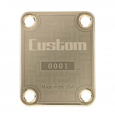 Engraved Guitar Joint/Heel Neck Plate, Gold (Standard 4 Bolt) Custom USA Serial 0001 (G2074)
