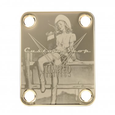 Engraved Guitar Joint/Heel Neck Plate, Gold (Standard 4 Bolt) Cowgirl Custom Shop LTD (G2056)