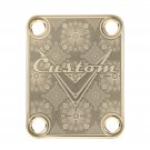 Engraved Guitar Joint/Heel Neck Plate, Gold (Standard 4 Bolt) Floral Trellis Pattern 3 (G2012)