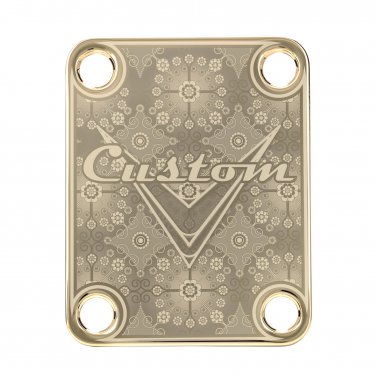 Engraved Guitar Joint/Heel Neck Plate, Gold (Standard 4 Bolt) Floral Trellis Pattern 3 (G2012)
