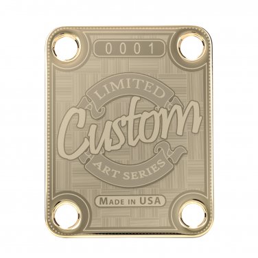 Engraved Guitar Joint/Heel Neck Plate, Gold (Standard 4 Bolt) Custom USA Serial 0001 (G2071)