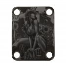 Engraved Guitar Joint/Heel Neck Plate, Black (Standard 4 Bolt) Texas Cowgirl Pin-Up (B2069)