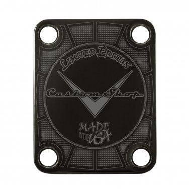 Engraved Guitar Joint/Heel Neck Plate, Black (Standard 4 Bolt) Custom Shop LTD USA Made (B2051)