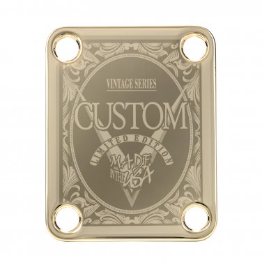 Engraved Guitar Joint/Heel Neck Plate, Gold (Standard 4 Bolt) Scrolling Vintage Series (G2052)