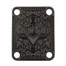 Engraved Guitar Joint/Heel Neck Plate, Black (Standard 4 Bolt) Custom Series w/ Scroll (B2040)
