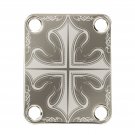 Engraved Guitar Joint/Heel Neck Plate, Nickel (Standard 4 Bolt) Tribal Celtic Sun Cross (N2060)