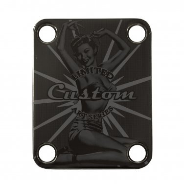 Engraved Guitar Joint/Heel Neck Plate, Black (Standard 4 Bolt) Custom Art Series Pin-Up (B2036)