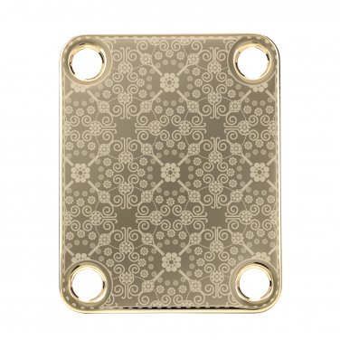 Engraved Guitar Joint/Heel Neck Plate, Gold (Standard 4 Bolt) Trellis Pattern 2 (G2009)