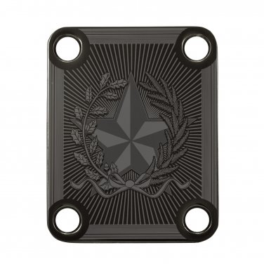 Engraved Guitar Joint/Heel Neck Plate, Black (Standard 4 Bolt) Texas Lone Star Design (B2033)