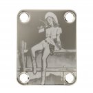 Engraved Guitar Joint/Heel Neck Plate, Nickel (Standard 4 Bolt) Cowgirl Western Pin-up (N2091)