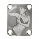 Engraved Guitar Joint/Heel Neck Plate, Chrome (Standard 4 Bolt) Curves of Female Form (C2090)