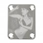 Engraved Guitar Joint/Heel Neck Plate, Chrome (Standard 4 Bolt) Curves of Female Form (C2090)