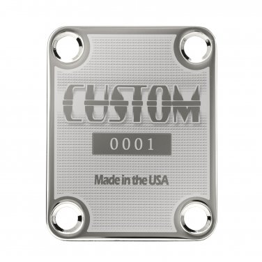 Engraved Guitar Joint/Heel Neck Plate, Chrome (Standard 4 Bolt) Custom Serial 0001 USA (C2032)