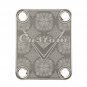 Engraved Guitar Joint/Heel Neck Plate, Nickel (Standard 4 Bolt) Floral Trellis Pattern 3 (N2012)