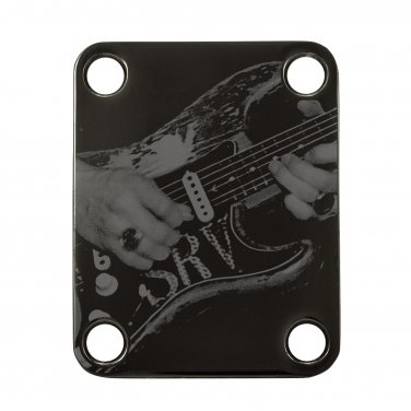 Engraved Guitar Joint/Heel Neck Plate, Black (Standard 4 Bolt) The Legends Tribute #003 (B2101)