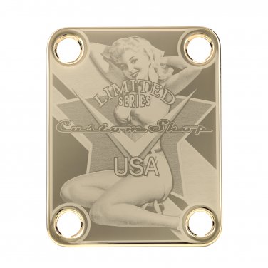 Engraved Guitar Joint/Heel Neck Plate, Gold (Standard 4 Bolt) Limited USA Custom Pinup (G2007)