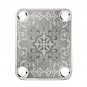 Engraved Guitar Joint/Heel Neck Plate, Chrome (Standard 4 Bolt) Scrolling Floral Burst (C2068)