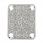 Engraved Guitar Joint/Heel Neck Plate, Chrome (Standard 4 Bolt) Scrolling Floral Burst (C2068)