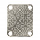 Engraved Guitar Joint/Heel Neck Plate, Nickel (Standard 4 Bolt) Trellis Pattern 2 (N2009)