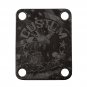 Engraved Guitar Joint/Heel Neck Plate, Black (Standard 4 Bolt) Relic USA Flag And Eagle (B2015)