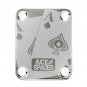 Engraved Guitar Joint/Heel Neck Plate, Chrome (Standard 4 Bolt) One Pair Ace Of Spades (C2122)