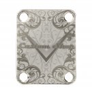 Engraved Guitar Joint/Heel Neck Plate, Nickel (Standard 4 Bolt) Damask Pattern Cstm Shop (N2025)
