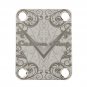 Engraved Guitar Joint/Heel Neck Plate, Nickel (Standard 4 Bolt) Damask Pattern Cstm Shop (N2025)